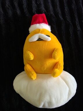 Gudetama Yellow Plush Toy with Santa Hat - Cute Egg Character Stuffed Animal